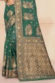 tissage de sari en coton vert avec chemisier