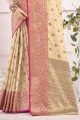 tissage de sari en coton crème avec chemisier