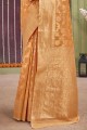 lin tissage orange sari avec chemisier