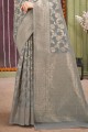 lin tissage saris gris avec chemisier