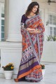 zari en soie patola,tissage sari violet avec chemisier