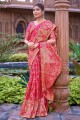 Tissage Banarasi Soie Rose Banarasi Saris avec chemisier