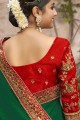 zari en soie d'art, fil, sari de mariage vert brodé avec chemisier