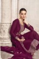 Costume pakistanais en soie brodée violet avec dupatta