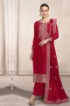 costume pakistanais rose en soie avec broderies