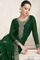 costume pakistanais brodé de soie verte avec dupatta