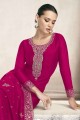 costume pakistanais brodé en soie rose