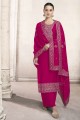 costume pakistanais brodé en soie rose