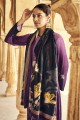 costume palazzo violet en velours imprimé numérique