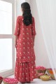 costume sharara rouge en mousseline imprimée
