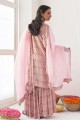 costume sharara en mousseline avec imprimé en rose