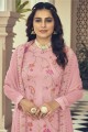 costume pakistanais rose avec fausse georgette imprimée