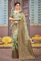 sari en coton tissage vert