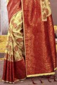 tissage de sari en coton jaune