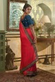 Brodé, saris de soie en dentelle en gajari avec chemisier