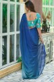 Saris bleu en mousseline de soie