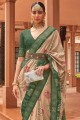 sari patola en soie vert avec tissage