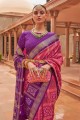 tissage patola sari en soie violet avec chemisier