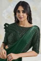 pierre verte, soie brodée tenue de fête sari