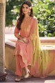 salwar kameez en soie rose avec impression numérique