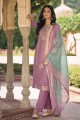 salwar kameez en soie à impression numérique en violet