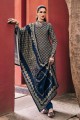 pashmina salwar kameez bleu sarcelle avec impression numérique
