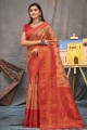 tissage organza sari rouge avec chemisier