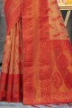 tissage organza sari rouge avec chemisier