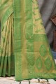 sari en organza vert avec tissage