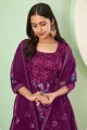 costume pakistanais violet georgette brodé