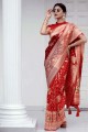 sari tissage rouge en soie