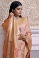 sari en soie orange avec tissage