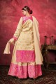 Costume pakistanais beige en tissage de soie d’art