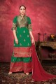 tissage costume pakistanais en soie d'art vert
