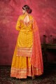 tissage costume pakistanais en soie d'art jaune