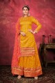 tissage costume pakistanais en soie d'art jaune