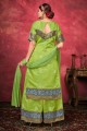 costume pakistanais en soie d'art vert avec tissage