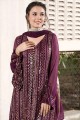 Faux Georgette Wine Costume pakistanais brodé