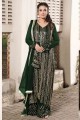 costume pakistanais vert en fausse georgette avec broderies