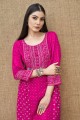 kurti robe rose imprimée en rayonne avec dupatta
