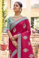 pierre, sari de soie brodé en rose avec chemisier