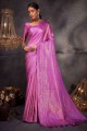 Saris de soie tissée en violet avec chemisier