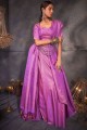 Saris de soie tissée en violet avec chemisier
