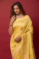 Saris de soie tissée en jaune avec chemisier