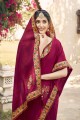 sari marron imprimé numérique chinon avec chemisier