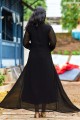 robe noire en fausse georgette chikankari avec dupatta