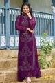 Robe de robe violette Chikankari fausse georgette