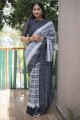 sari en coton blanc avec impression numérique