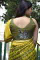 sari en coton citron vert avec impression numérique