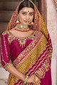 brodé, pierre avec sari de mariage en soie moti en rose